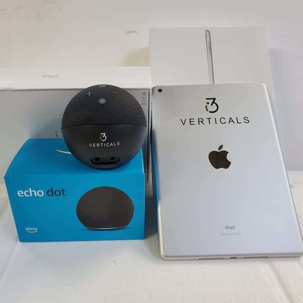 Verticals branded iPad and Echo Dot