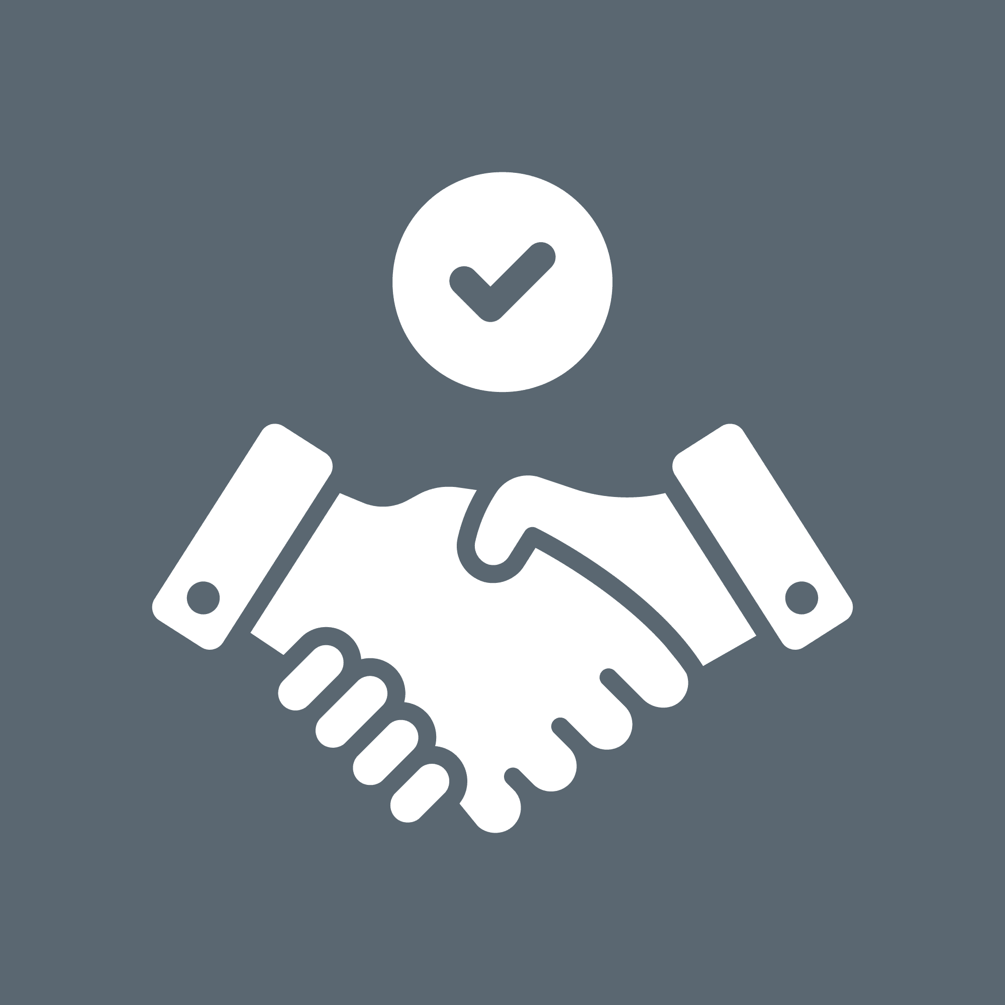 A handshake icon with a check mark on it.