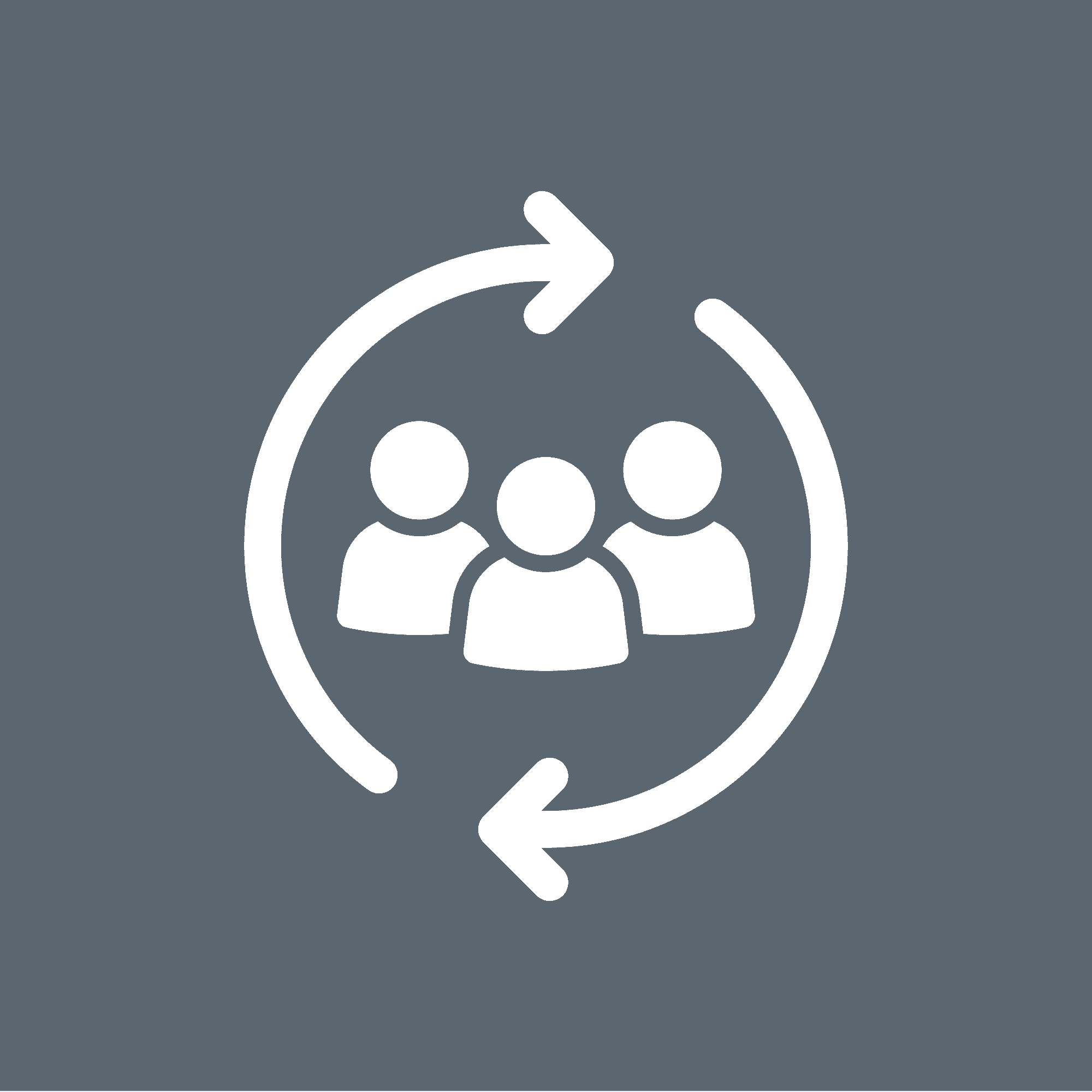 A group of people in a circle with arrows.