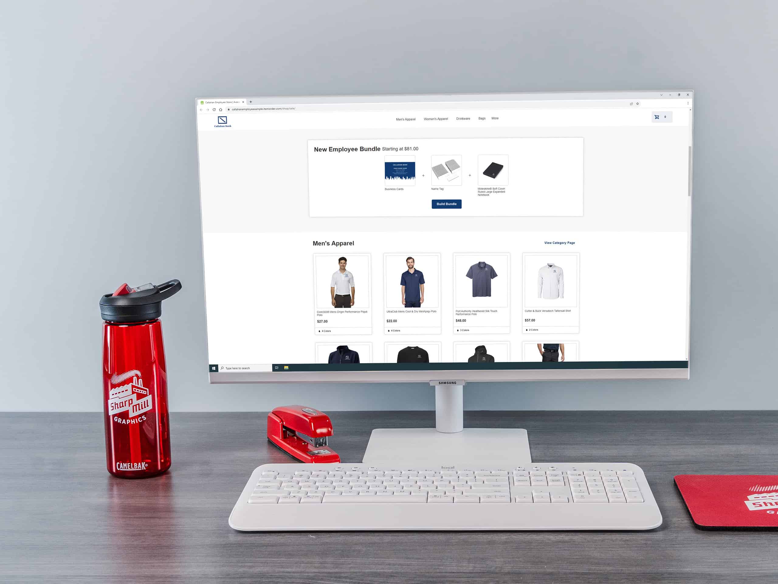 A computer screen showcasing online store.